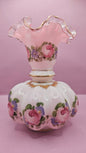 Vintage Fenton Charleton Roses Melon Vase – Hand-Painted Floral Glass (8.5" x 6.5")