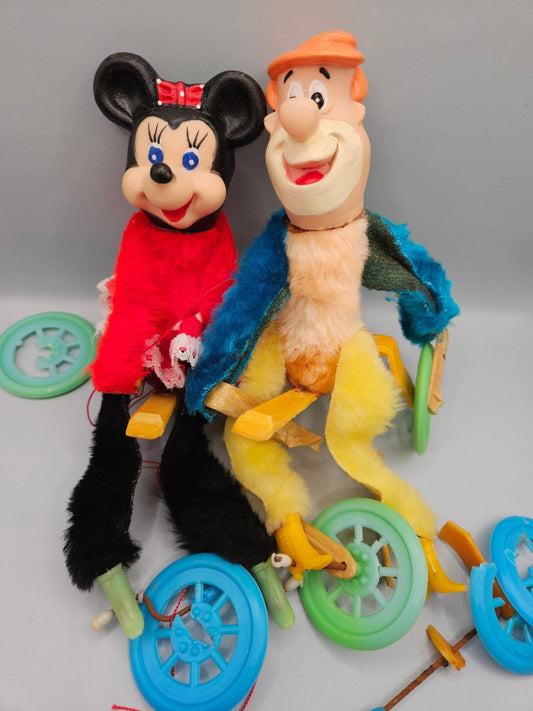 Vintage Flintstone and Minnie Mouse Puppets – Sold As-Is for Parts