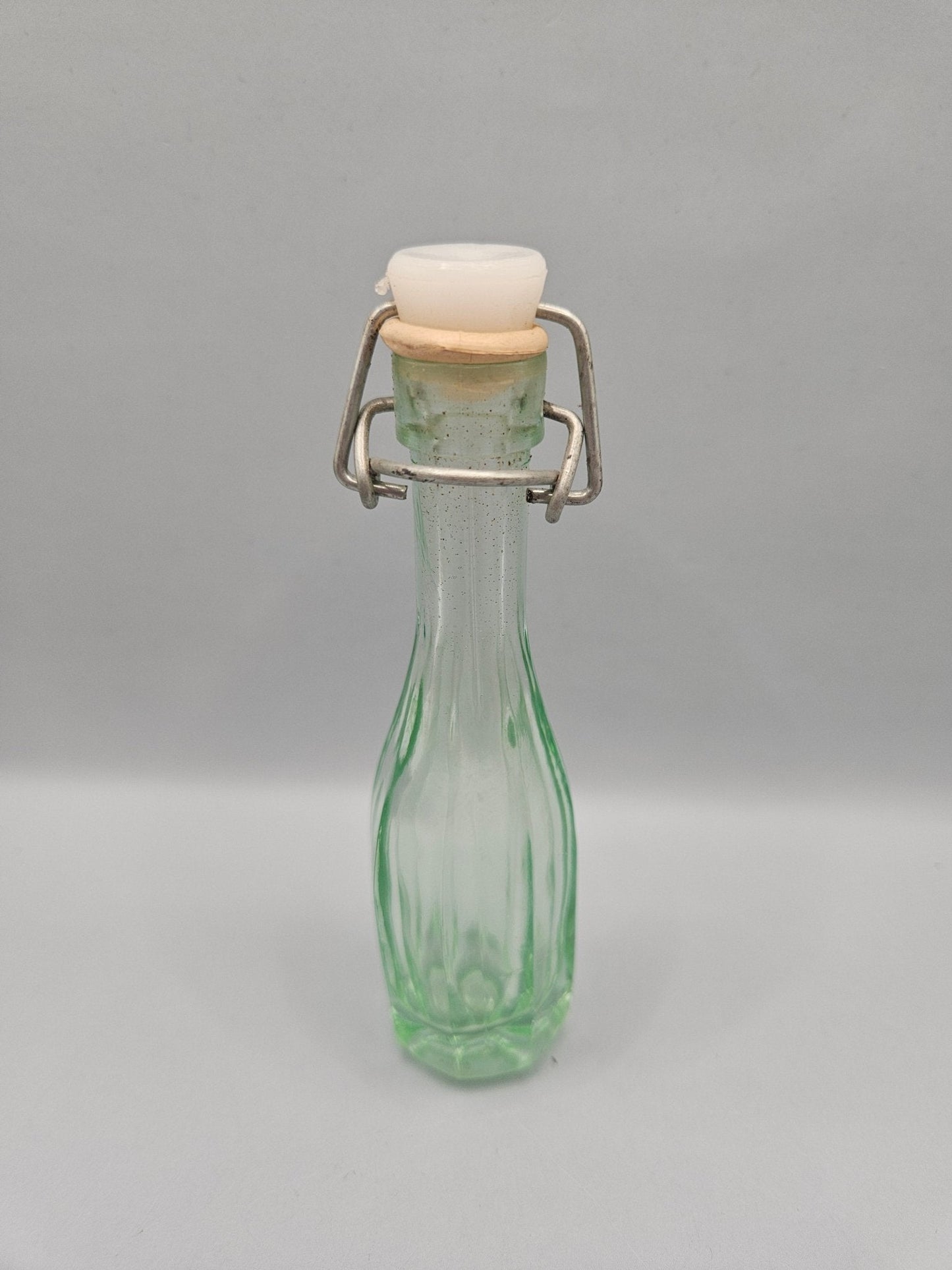 Vintage Green Glass Bottle with Swing Top Stopper-5"x1"