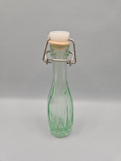 Vintage Green Glass Bottle with Swing Top Stopper-5"x1"