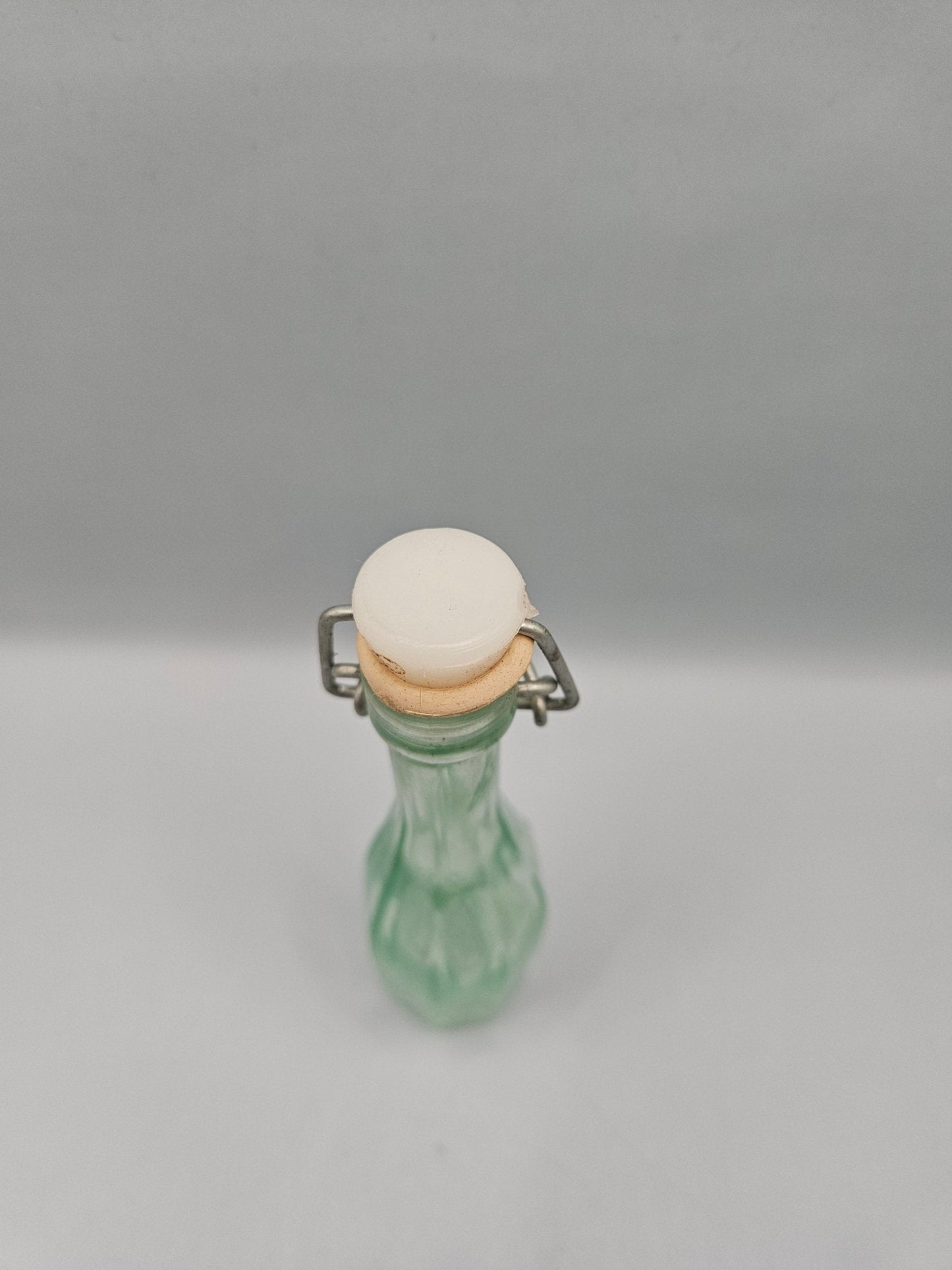 Vintage Green Glass Bottle with Swing Top Stopper-5"x1"