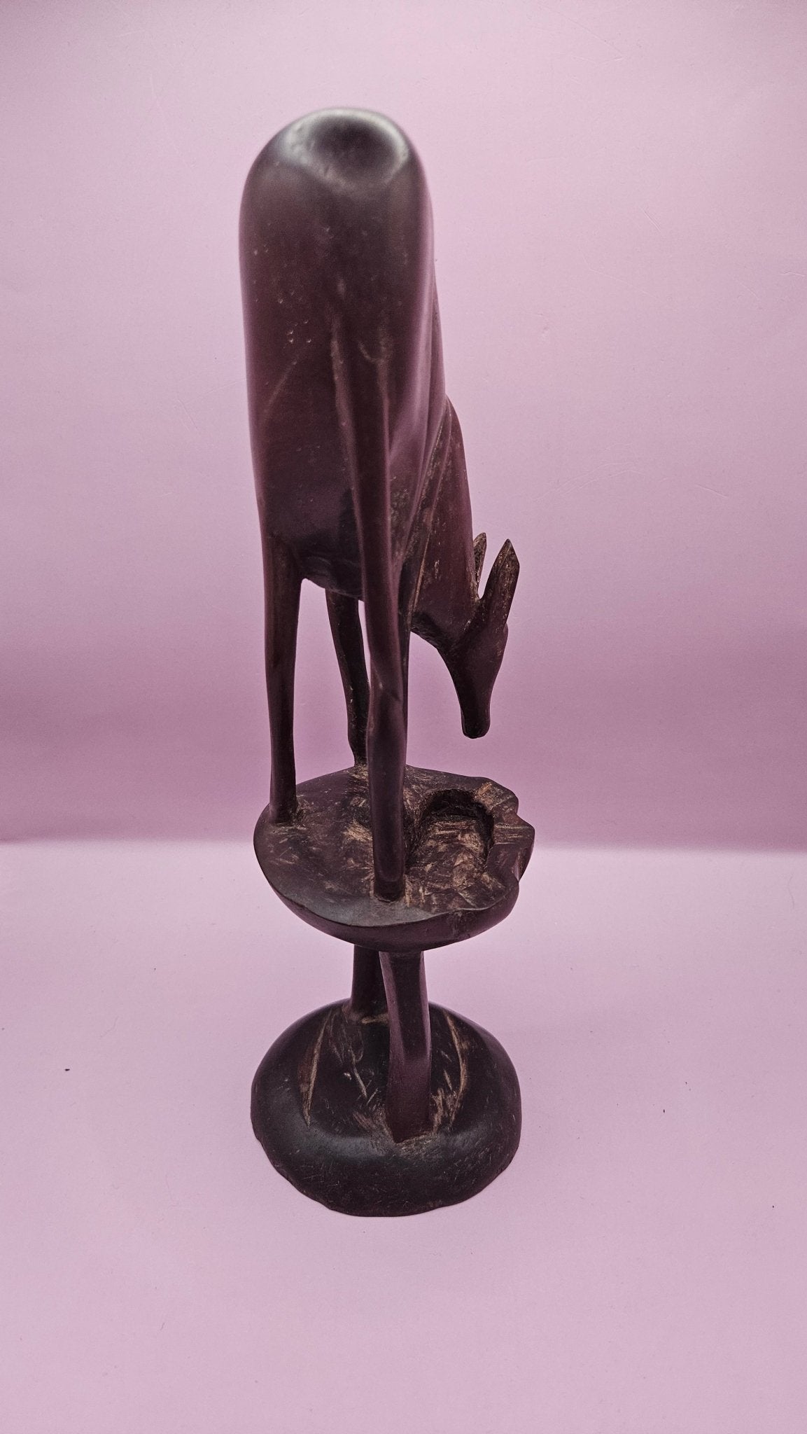 Vintage Hand-Carved Wooden Antelope Sculpture (11"x3.5")