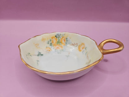 Vintage Hand-Painted Candy Dish – Yellow Floral Design (5" x 3.6")