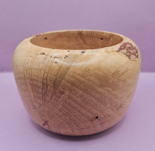 Vintage Hand-Turned Wooden Bowl – 5" x 7" – Rustic Farmhouse Decor