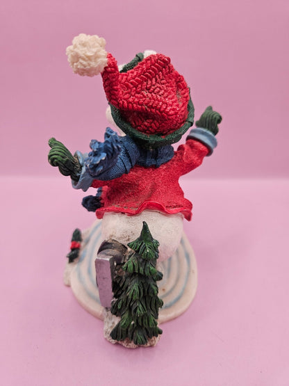 Vintage Ice Skating Snowman and Penguin Figurine (4.5" x 4")