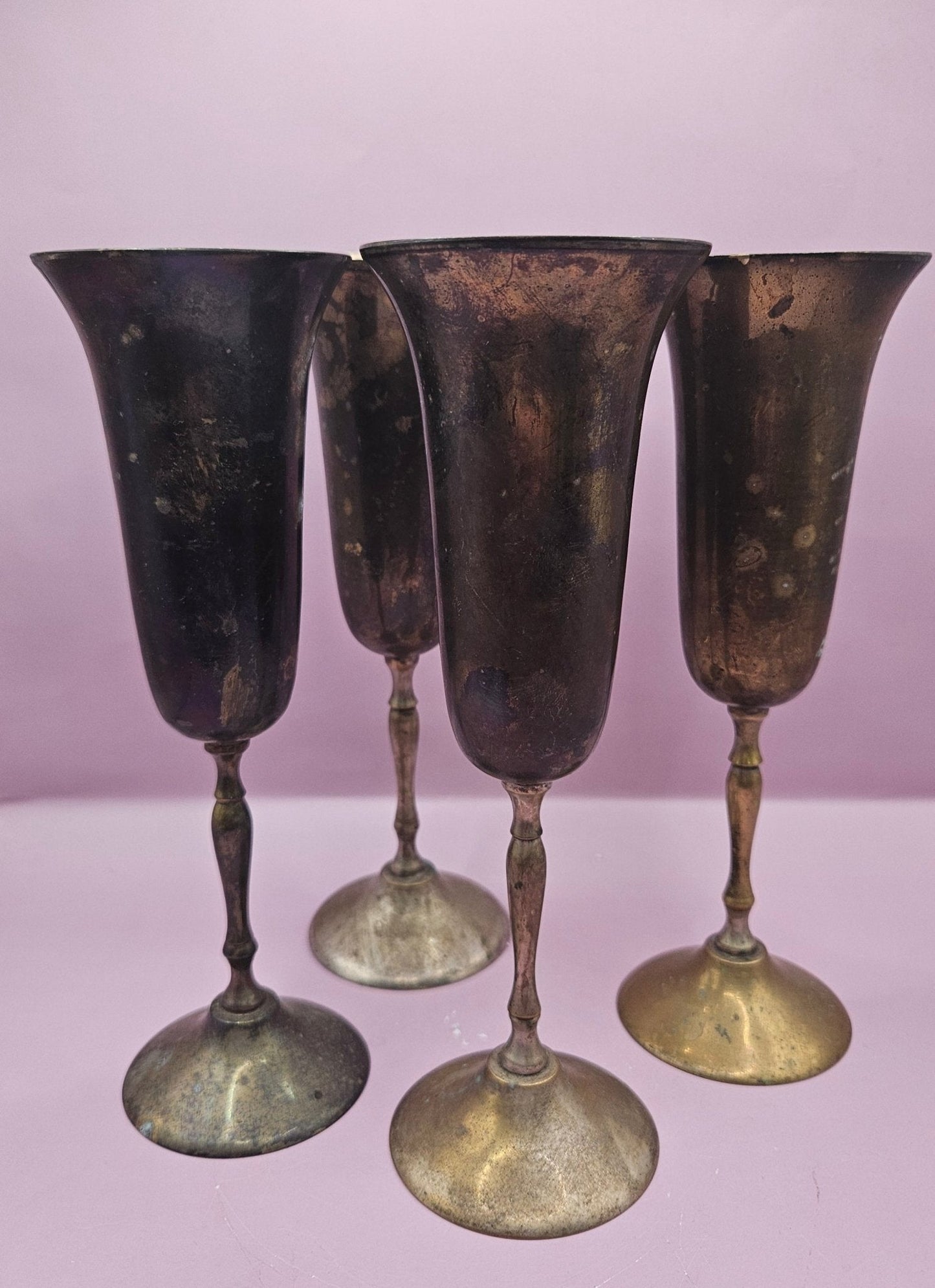 Vintage International Silver Co. India Goblet Set – Set of 4 Silver-Plated Chalices