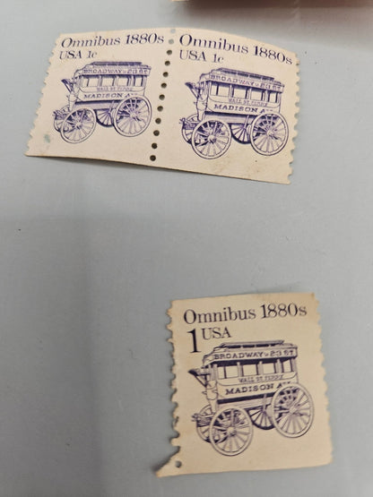 Vintage Lot of Stamps – Freedom to Speak, George Washington, Omnibus, Seashell, Conestoga Wagon