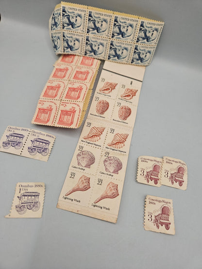 Vintage Lot of Stamps – Freedom to Speak, George Washington, Omnibus, Seashell, Conestoga Wagon