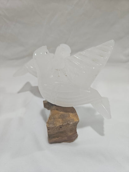 Vintage Onyx Love Birds On A Branch