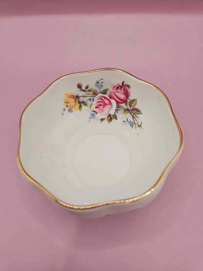 Vintage Queen Anne Creamer and Sugar Bowl Set – Floral Design with Gold Accents