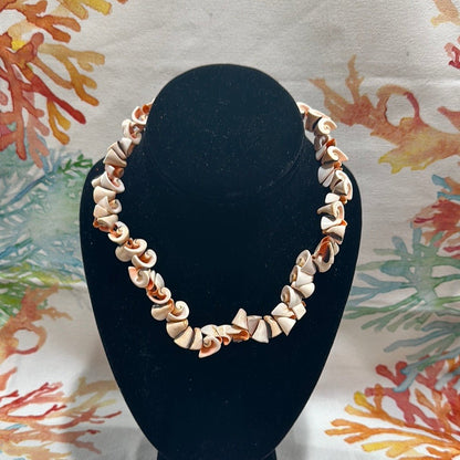 Vintage Spiral Carved Shell Necklace - Handmade Coastal Jewelry