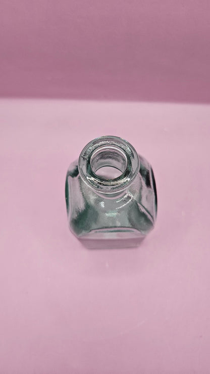 Vintage Square Glass Bottles  – Available in Clear, Green, Pink, Red, Blue, Teal – 5.5" Tall