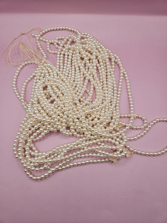 Vintage String of 5-6mm Pearls – 58 Inches for Crafting, Jewelry Making, or Garland