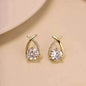 Vintage Style Stud Earrings - Embellished with Rhinestones, Cross Line Design