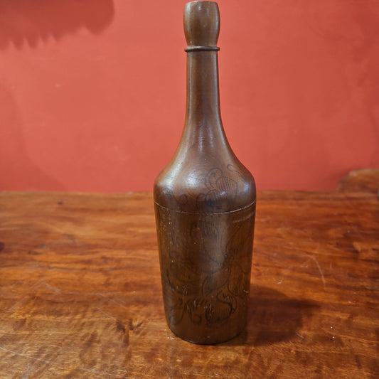 Vintage Wooden Bottle and 4 Mini Goblets