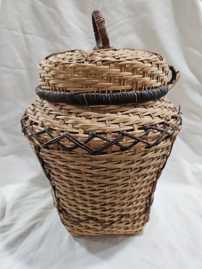Vintage Woven Lidded Wicker Basket