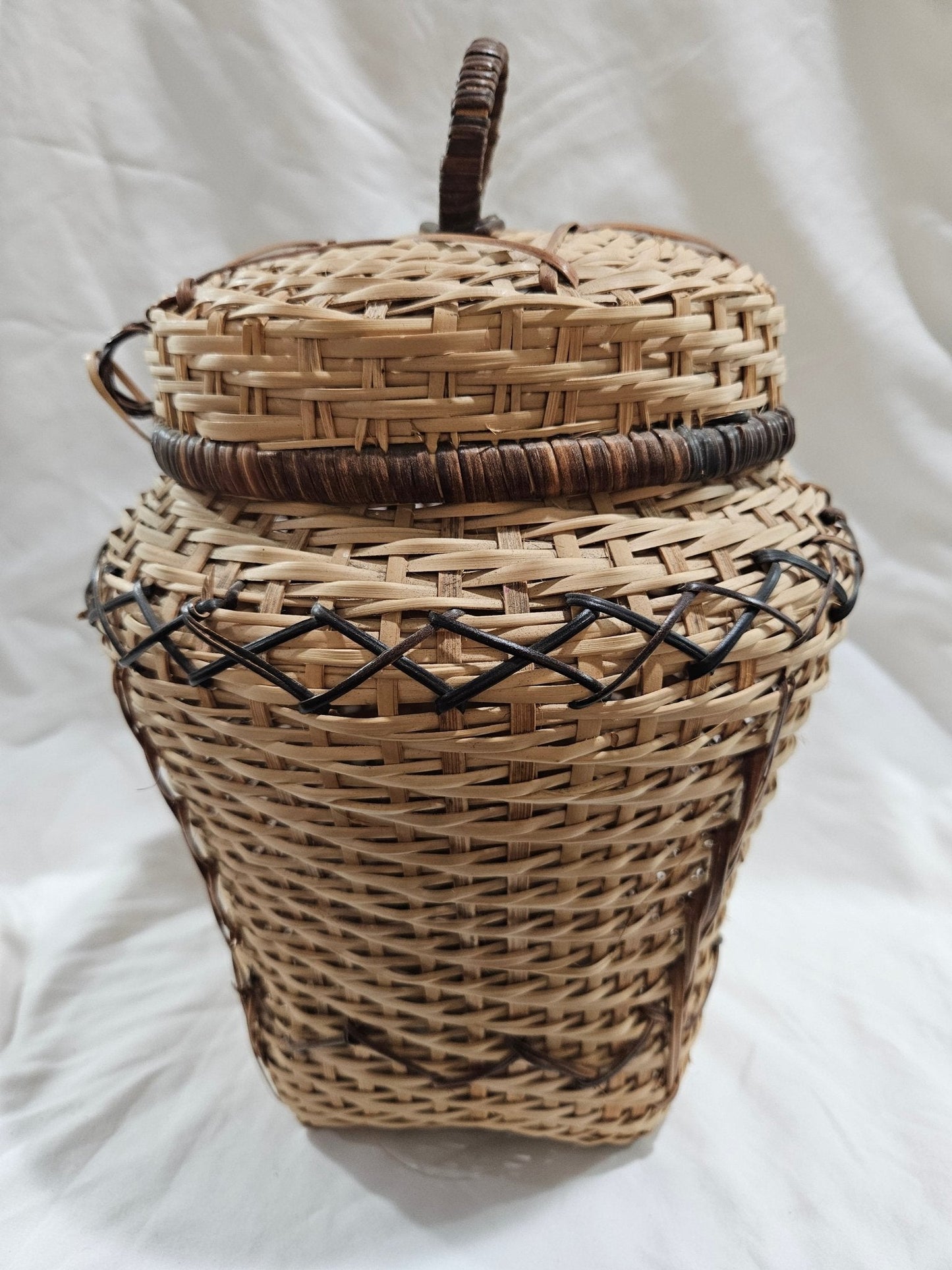 Vintage Woven Lidded Wicker Basket