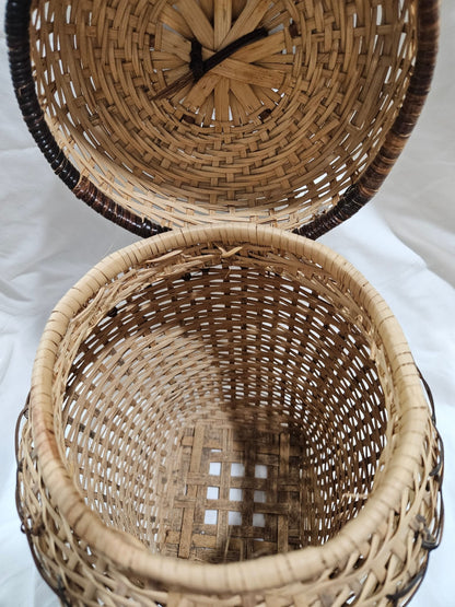 Vintage Woven Lidded Wicker Basket