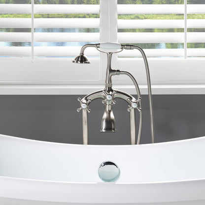 WOODBRIDGE F0018BN Freestanding Clawfoot Tub Filler Faucet with Hand Shower and Hose
