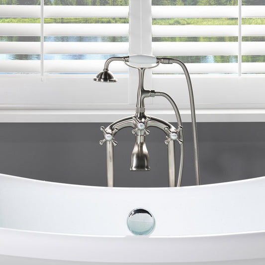 WOODBRIDGE F0018BN Freestanding Clawfoot Tub Filler Faucet with Hand Shower and Hose