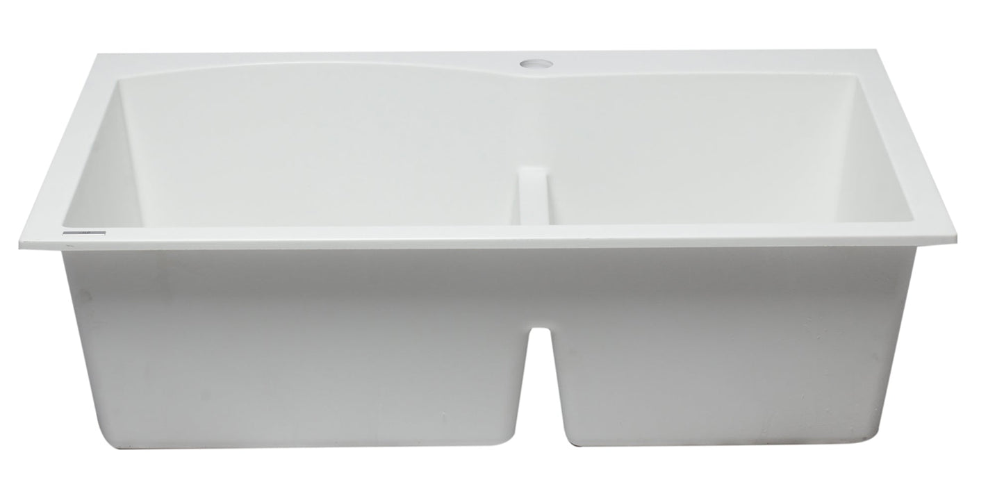 ALFI brand AB3320DI 33" Double Bowl Drop In Granite Composite Kitchen Sink