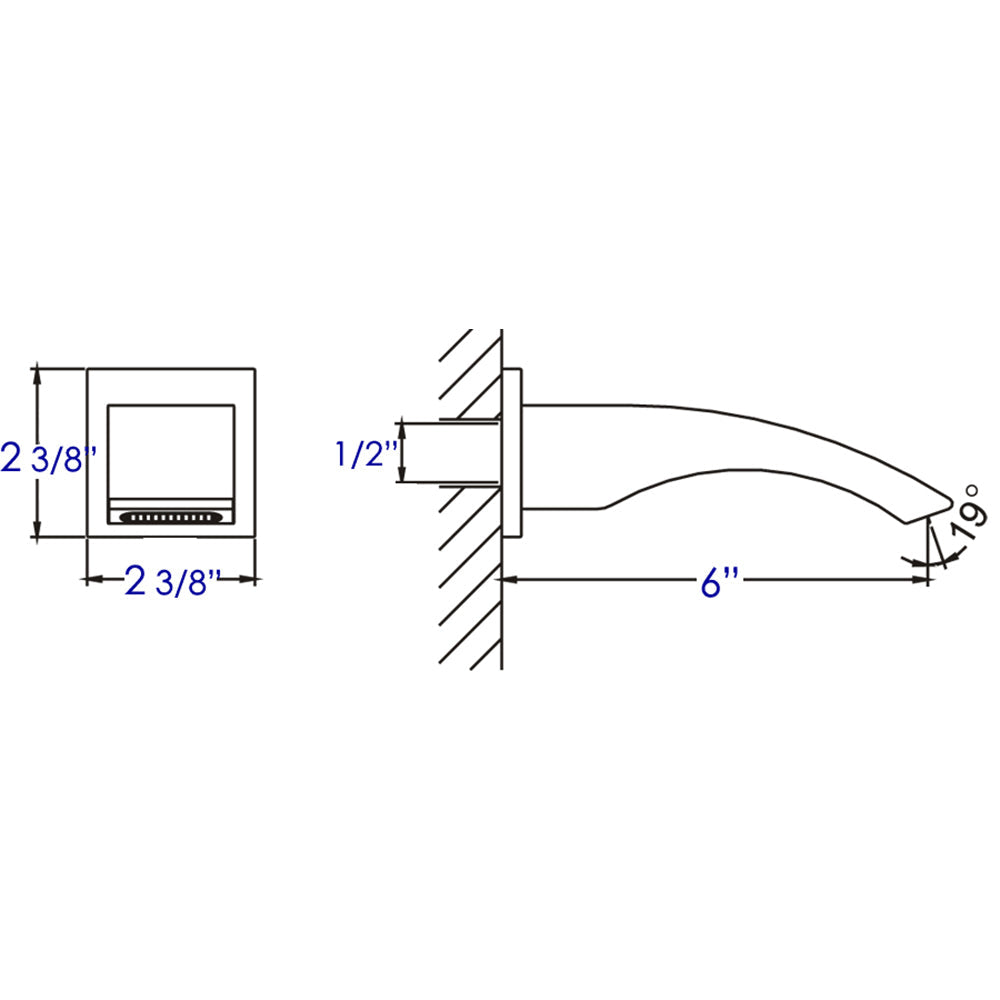 ALFI brand AB3301 Curved Wallmounted Tub Filler Bathroom Spout