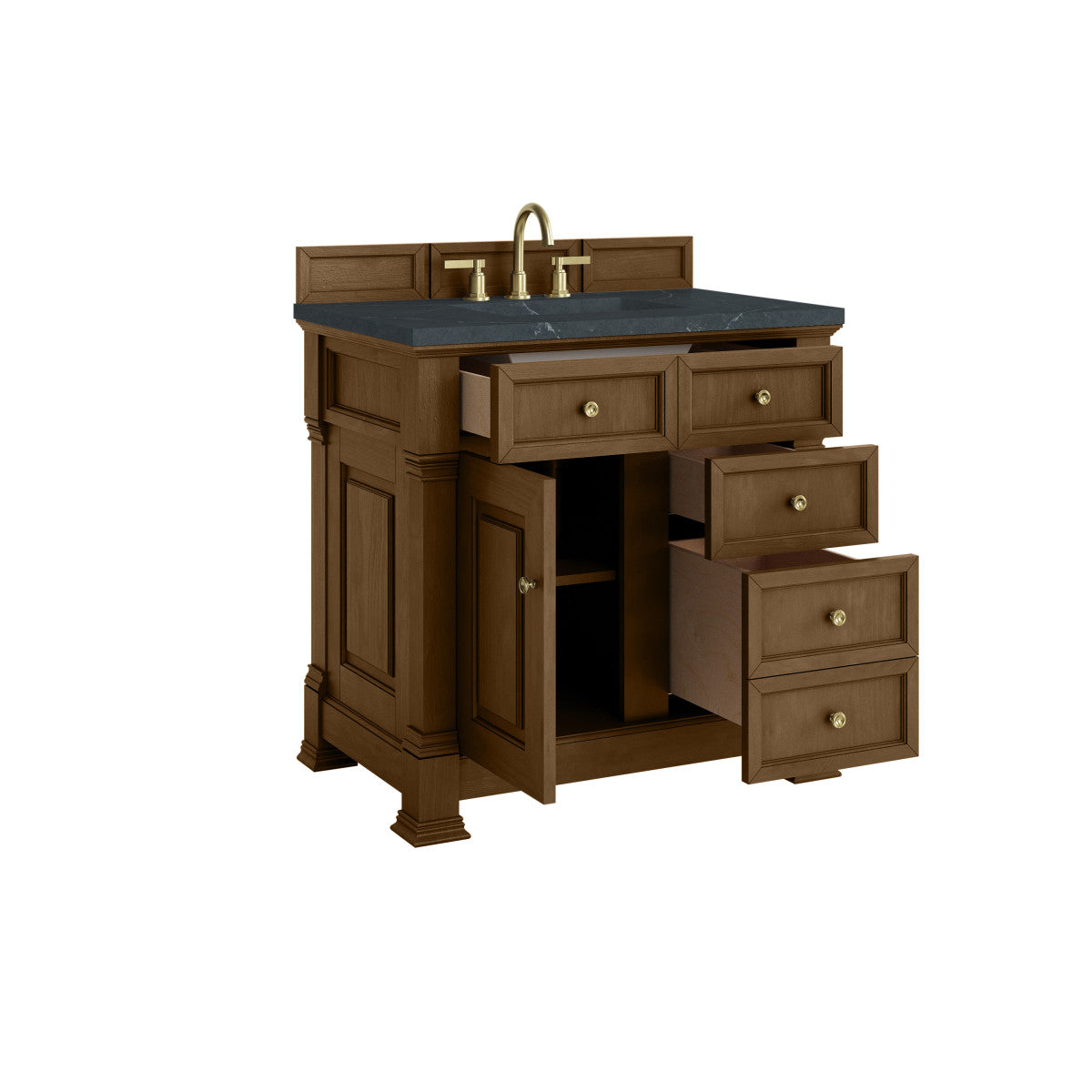James Martin 547-V36 Brookfield 36” Single Vanity – Black Onyx / Honey Oak / Pearl Charcoal