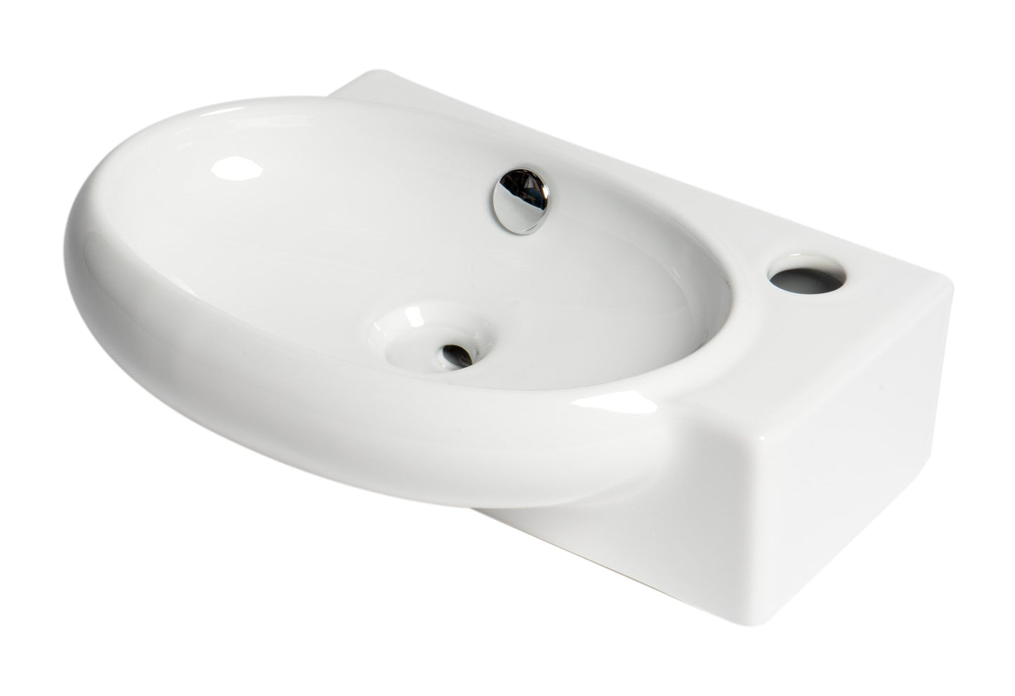 ALFI brand  ABC117 White 17" Small Wall Mounted Ceramic Sink with Faucet Hole