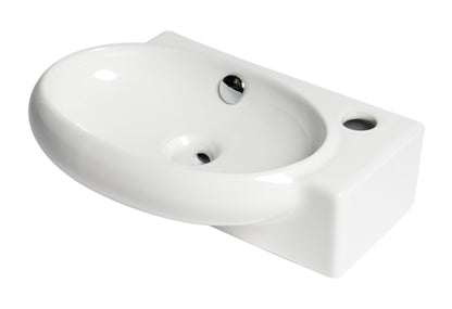 ALFI brand  ABC117 White 17" Small Wall Mounted Ceramic Sink with Faucet Hole