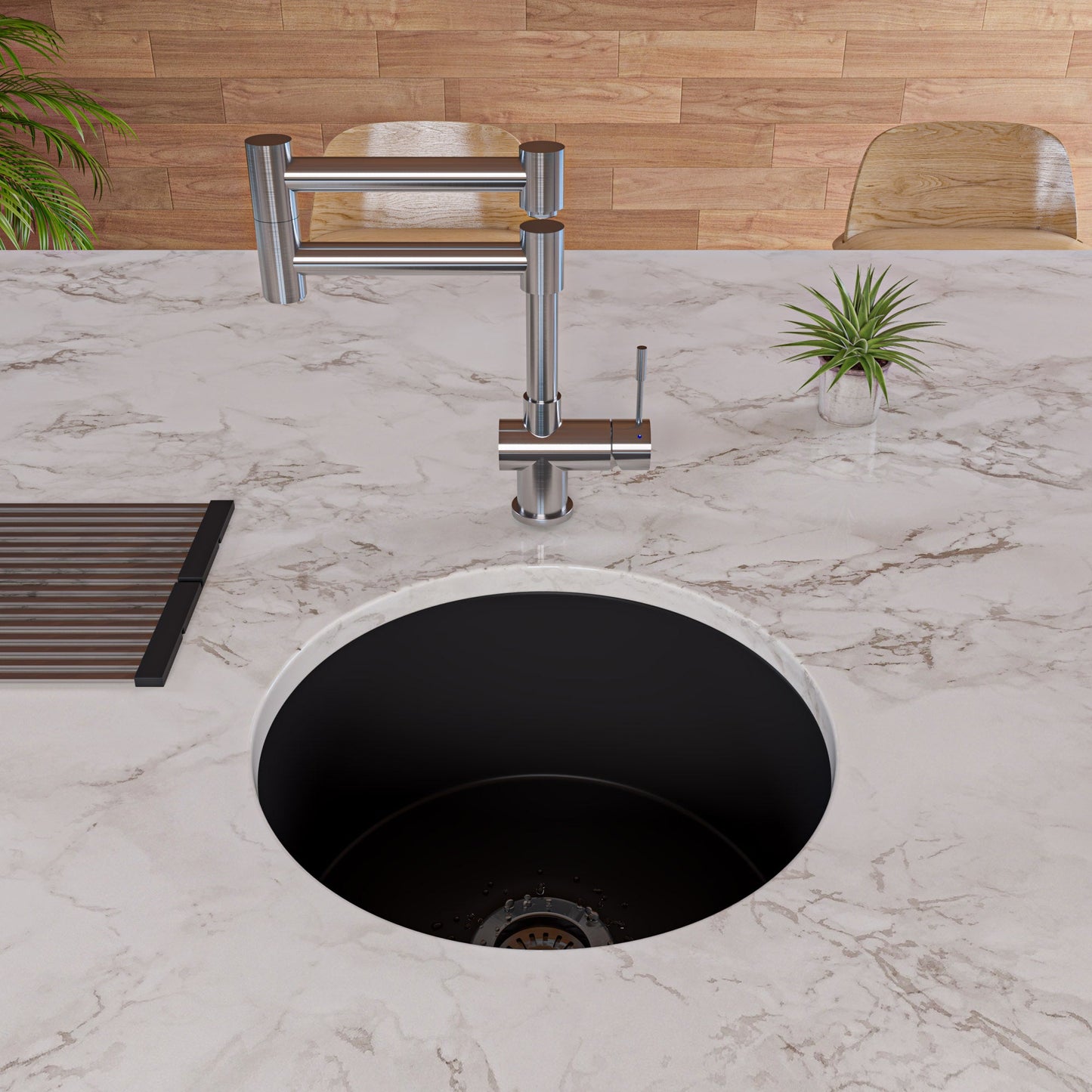 ALFI brand ABF1818R Round 18" x 18" Undermount / Drop In Fireclay Prep Sink