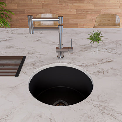 ALFI brand ABF1818R Round 18" x 18" Undermount / Drop In Fireclay Prep Sink