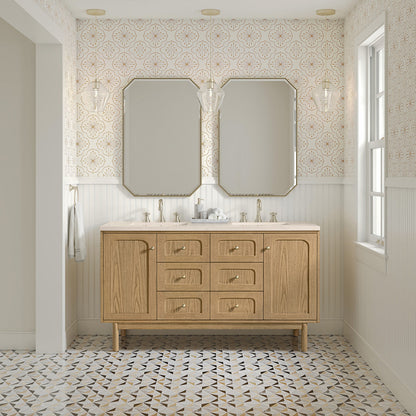 Laurent 60" Double Vanity, Light Natural Oak