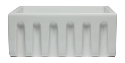 ALFI brand AB2418HS AB2418HS-B 24 inch Biscuit Reversible Smooth / Fluted Single Bowl Fireclay Farm Sink