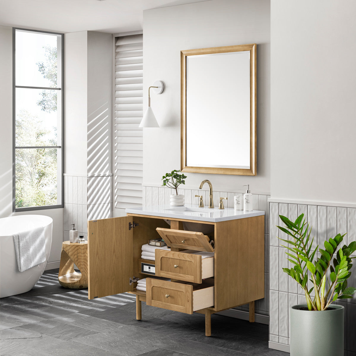 Laurent 36" Single Vanity Cabinet, Light Natural Oak