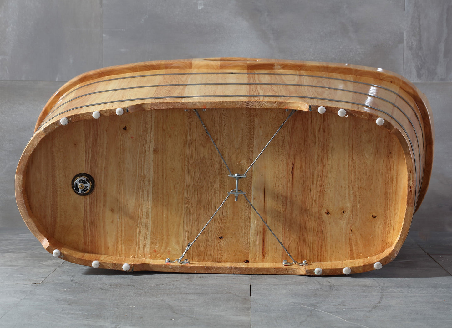 ALFI brand  AB1187 57" Free Standing Rubber Wooden Soaking Bathtub with Headrest