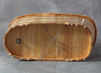 ALFI brand  AB1187 57" Free Standing Rubber Wooden Soaking Bathtub with Headrest