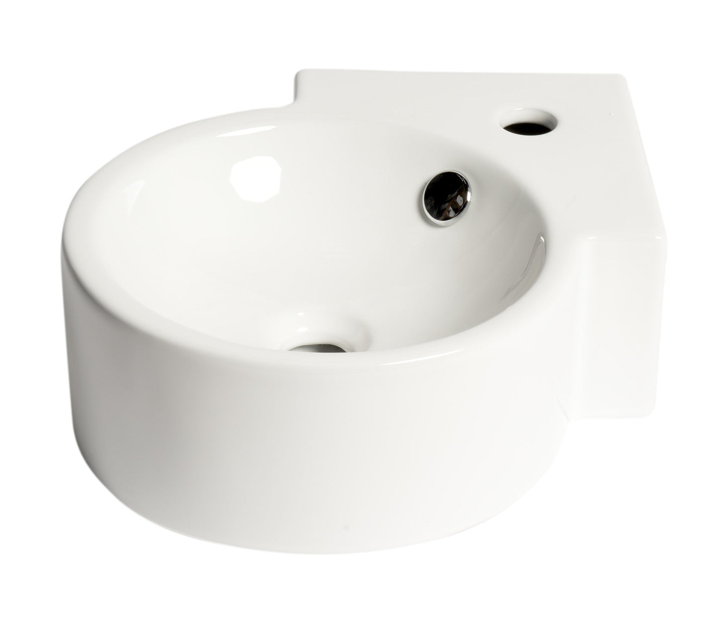ALFI brand  ABC121 White 17" Tiny Corner Wall Mounted Ceramic Sink with Faucet Hole