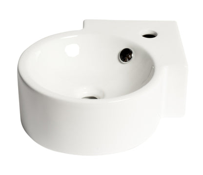 ALFI brand  ABC121 White 17" Tiny Corner Wall Mounted Ceramic Sink with Faucet Hole