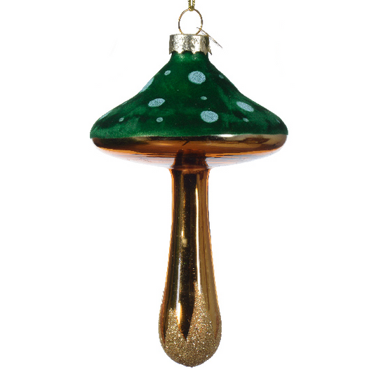 Gold Stem Glass Mushroom Ornament -