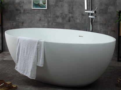 ALFI brand  AB9941 67" White Oval Solid Surface Smooth Resin Soaking Bathtub