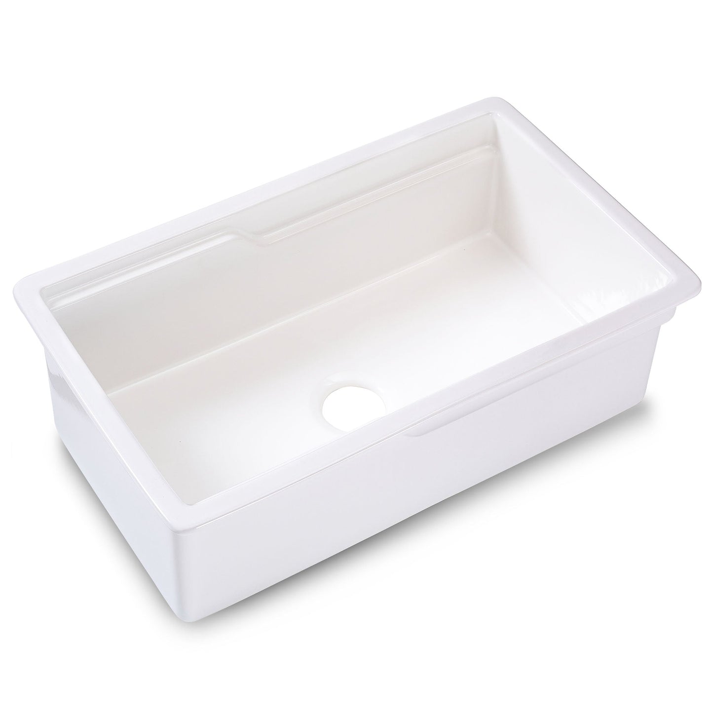 ALFI brand ABFS3219SUD ABFS3219SUD-W  White 32" x 19" Workstation Step Rim Single Bowl Fireclay Undermount / Drop In Kitchen Sink