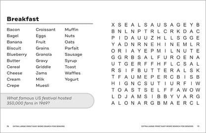 Extra Large-Print Easy Word Search for Seniors