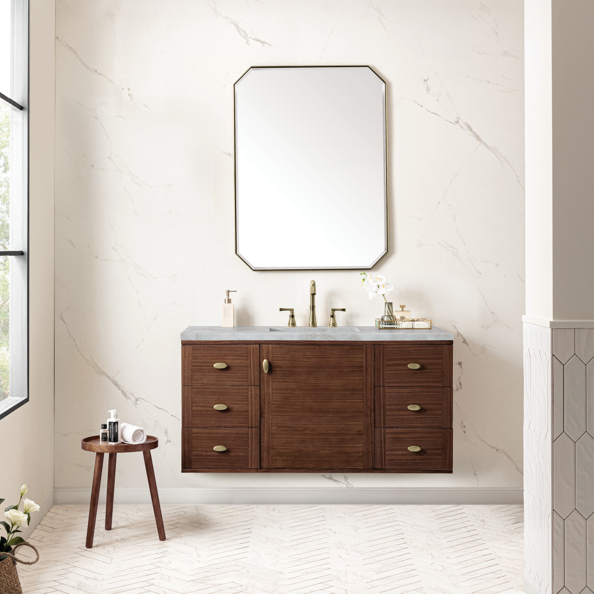 Amberly 48" Single Vanity Cabinet, Mid-Century Walnut