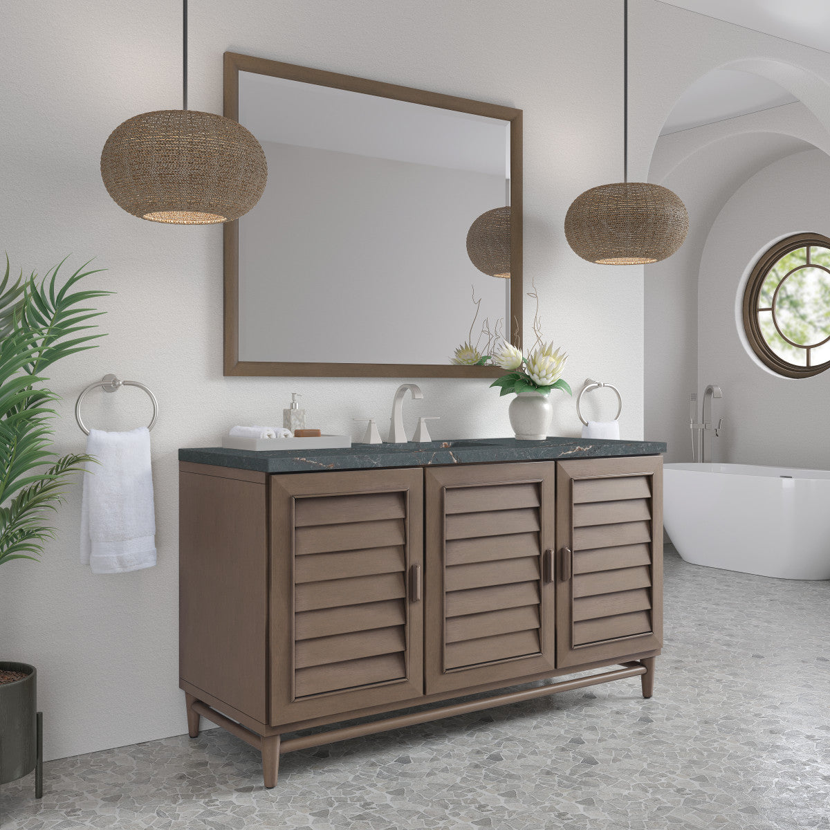 Portland 60" Single Vanity Cabinet, Whitewashed Walnut
