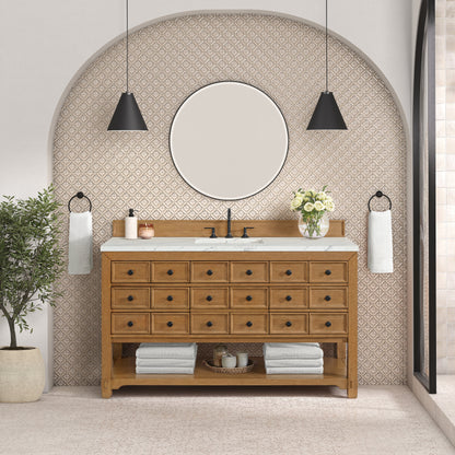 Malibu 60" Single Vanity Cabinet, Amber Birch