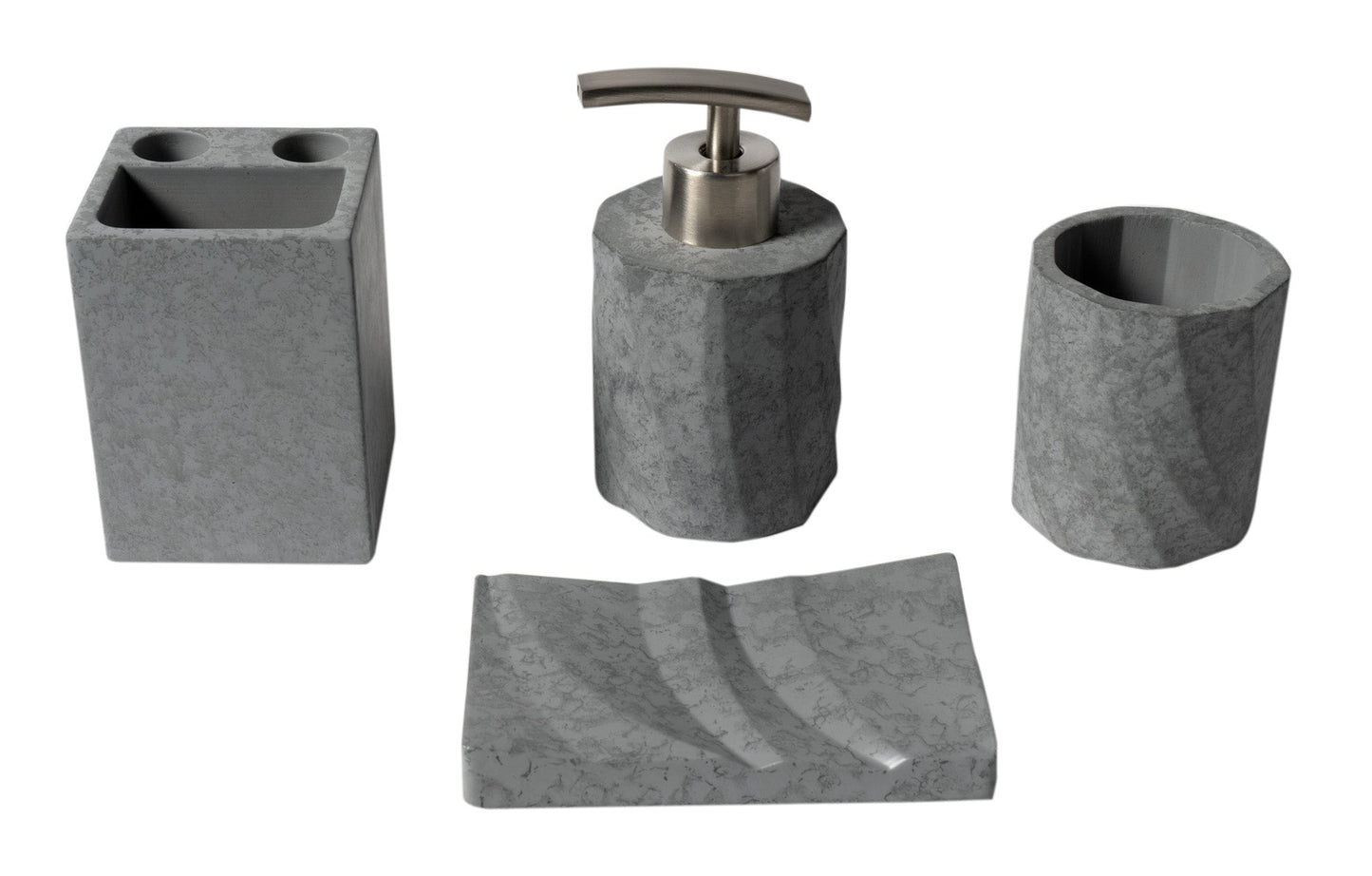 ALFI brand  ABCO1019 4 Piece Solid Concrete Gray Matte Bathroom Accessory Set