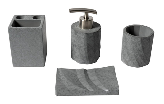ALFI brand  ABCO1019 4 Piece Solid Concrete Gray Matte Bathroom Accessory Set