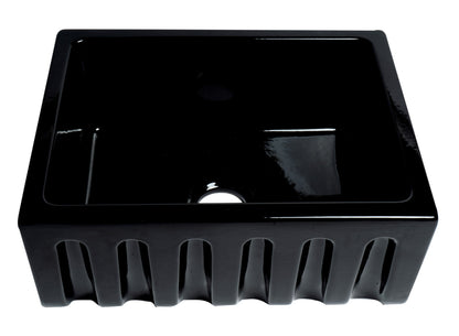 ALFI brand AB2418HS AB2418HS-B 24 inch Biscuit Reversible Smooth / Fluted Single Bowl Fireclay Farm Sink