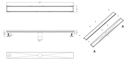 ALFI brand ABLD32B ABLD32B-BM 32" Black Matte Stainless Steel Linear Shower Drain with Solid Cover