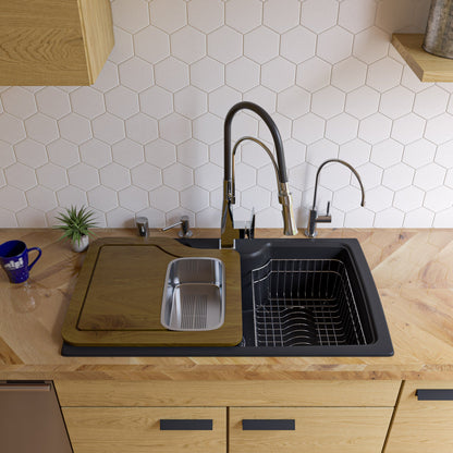 ALFI brand AB3520DI 35" Drop-In Single Bowl Granite Composite Kitchen Sink